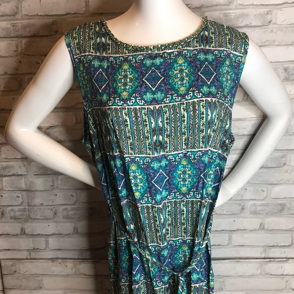 India Boutique green purple brown white viscose sundress sleeveless new floral
